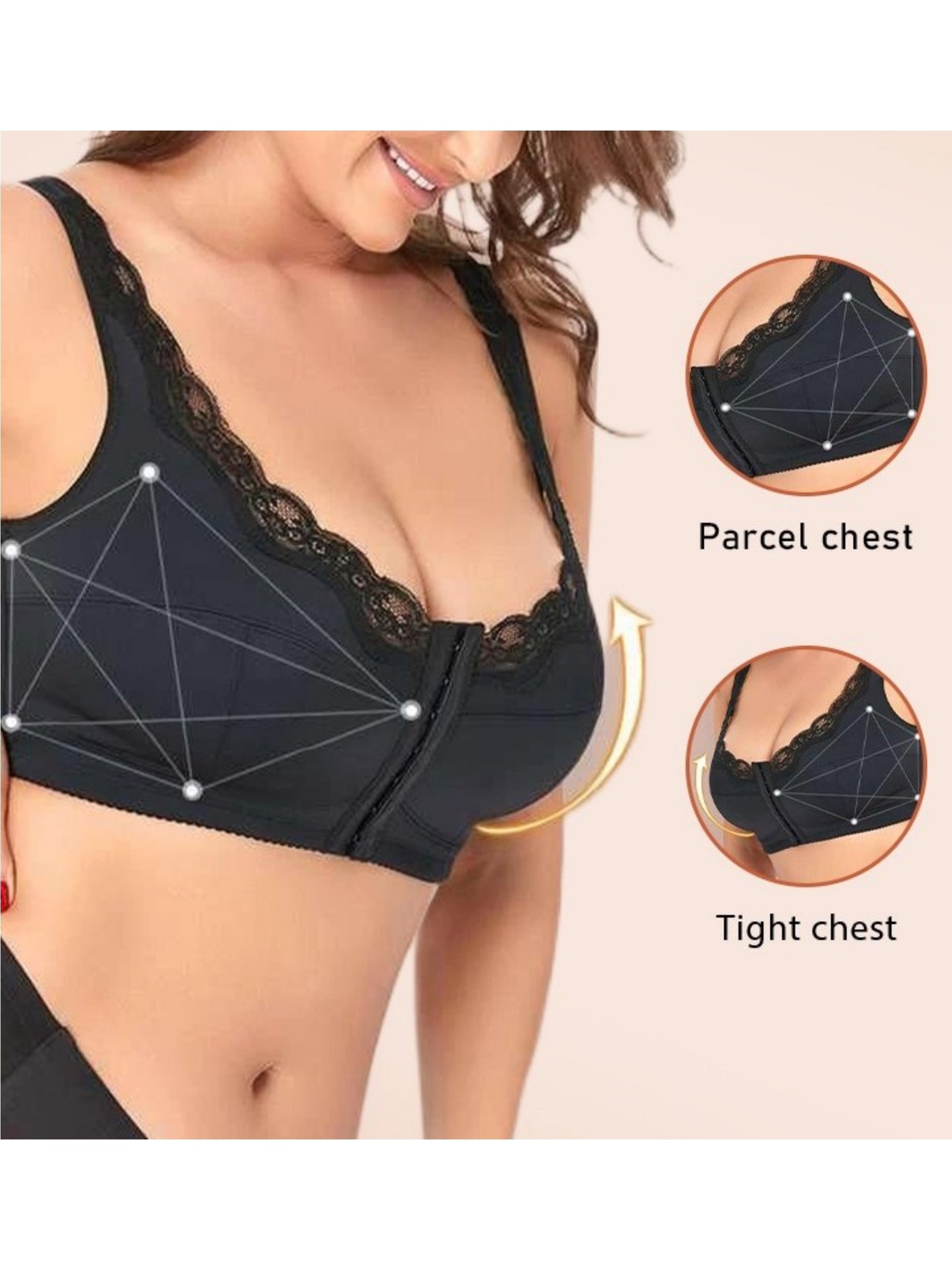 Lace Vest-style Push Up Wireless Bra Plus Size