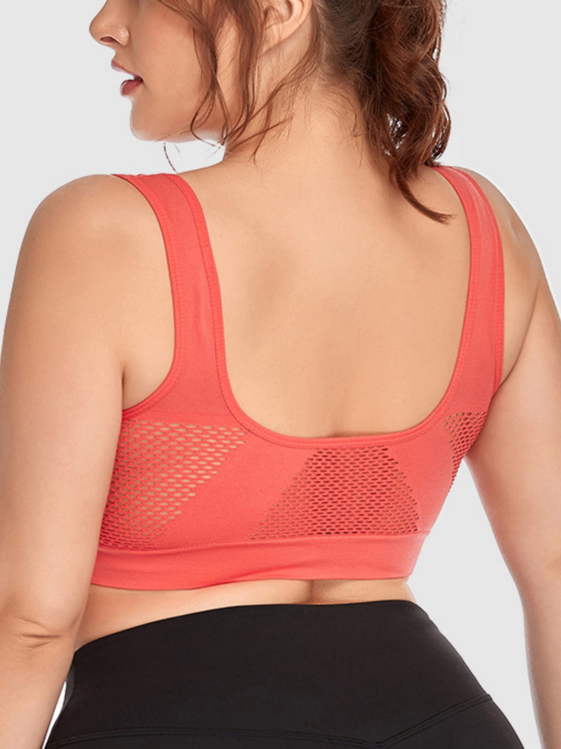 Wireless Hollow Mesh Sports Yoga Bra LightCoral