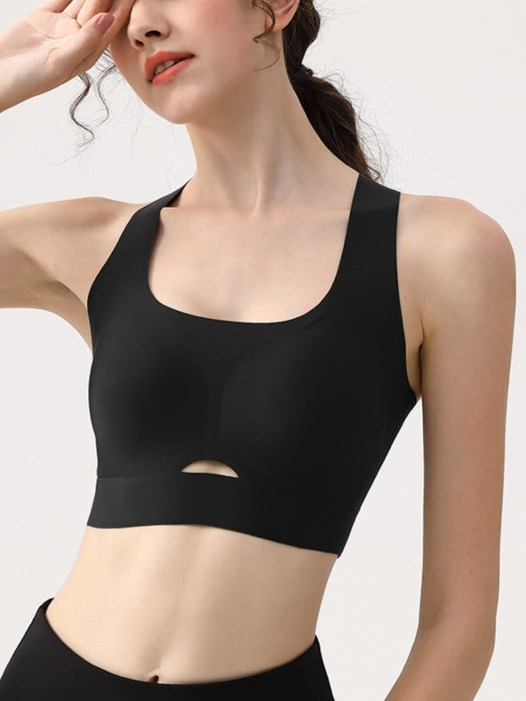 Vest-style Seamless Back Hollow Wireless Sports Bra