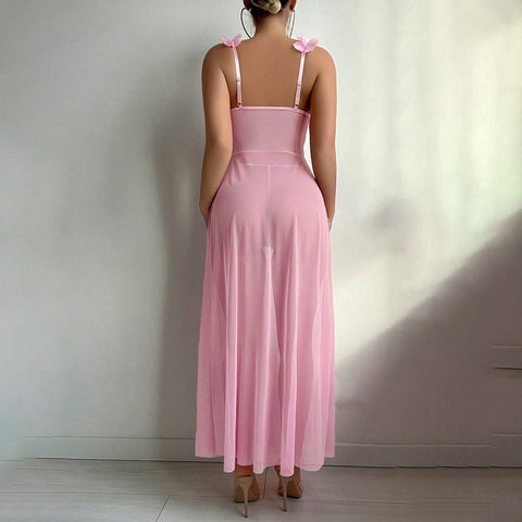 Low-Cut Lace Embroidered Underwear Long Dress