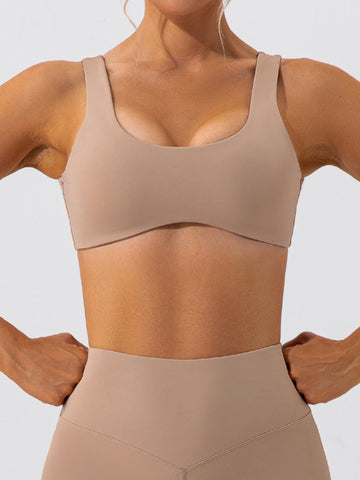 Sexy Low Support Push Up Sports Bra Tan