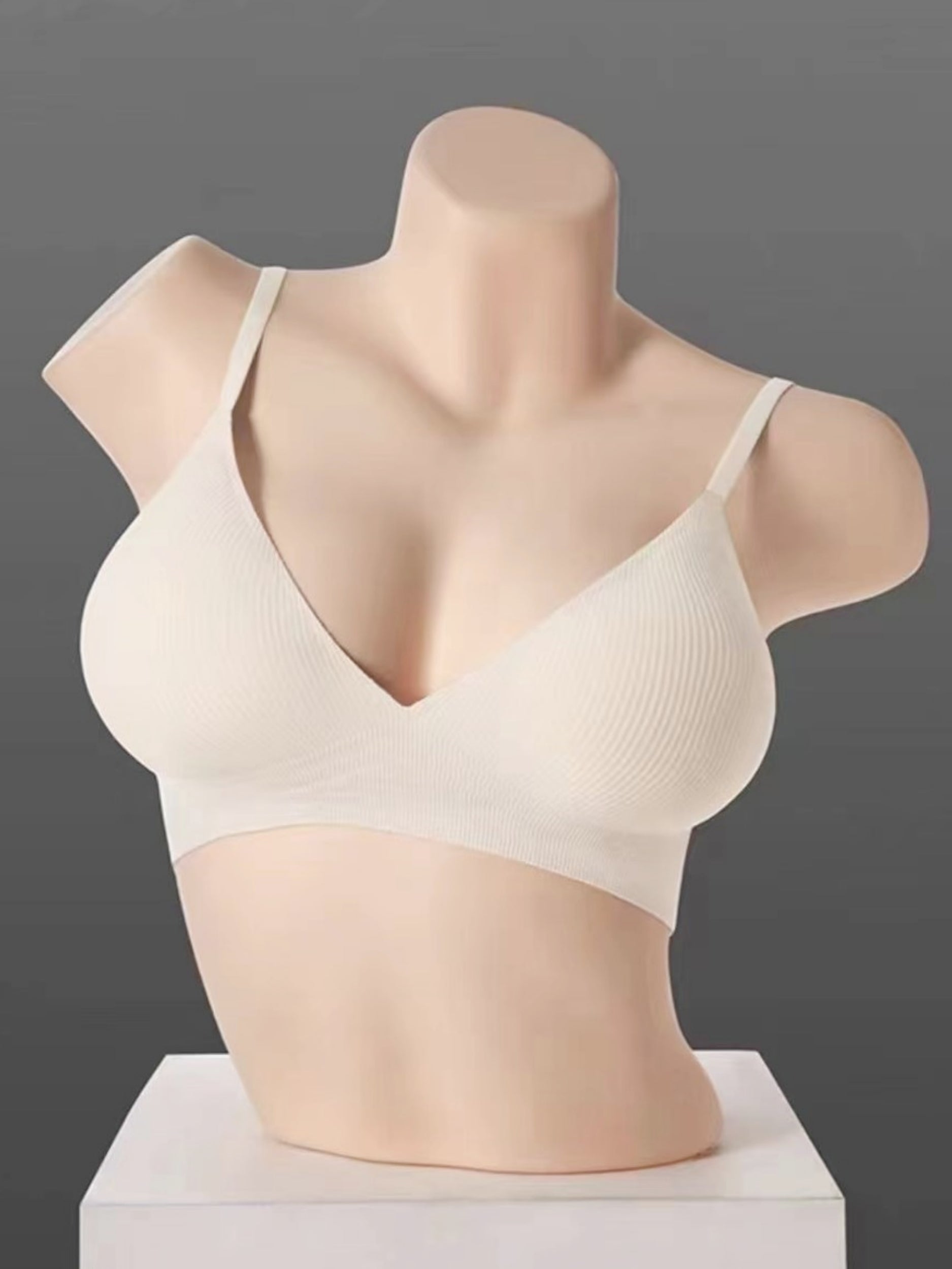 Deep V Push-up Sexy Wireless Bra White