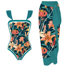 FLORAL PRINT ONE-PIECE SWIMSUIT - Green