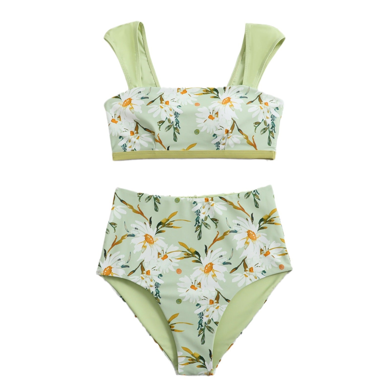 Ropa de playa de cintura alta con estampado floral