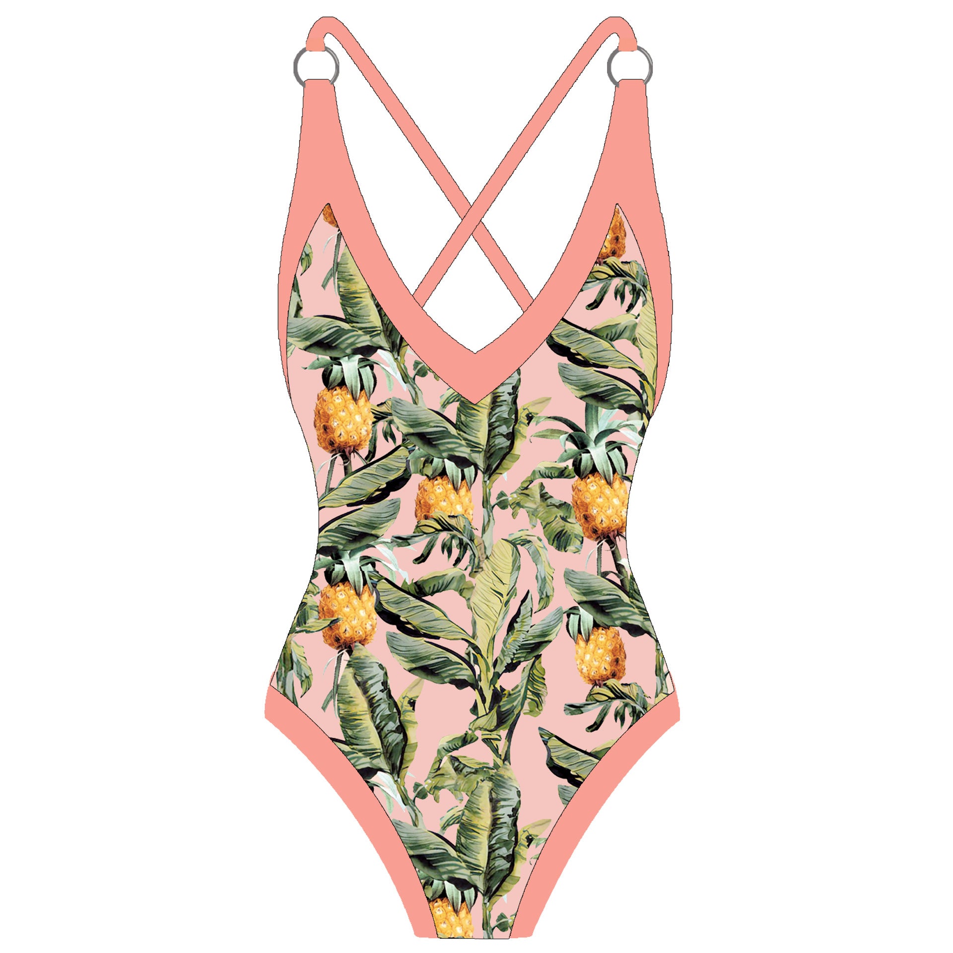 Women's 1 Piece Swimsuit + Vintage Printed Swimsuit - Pink