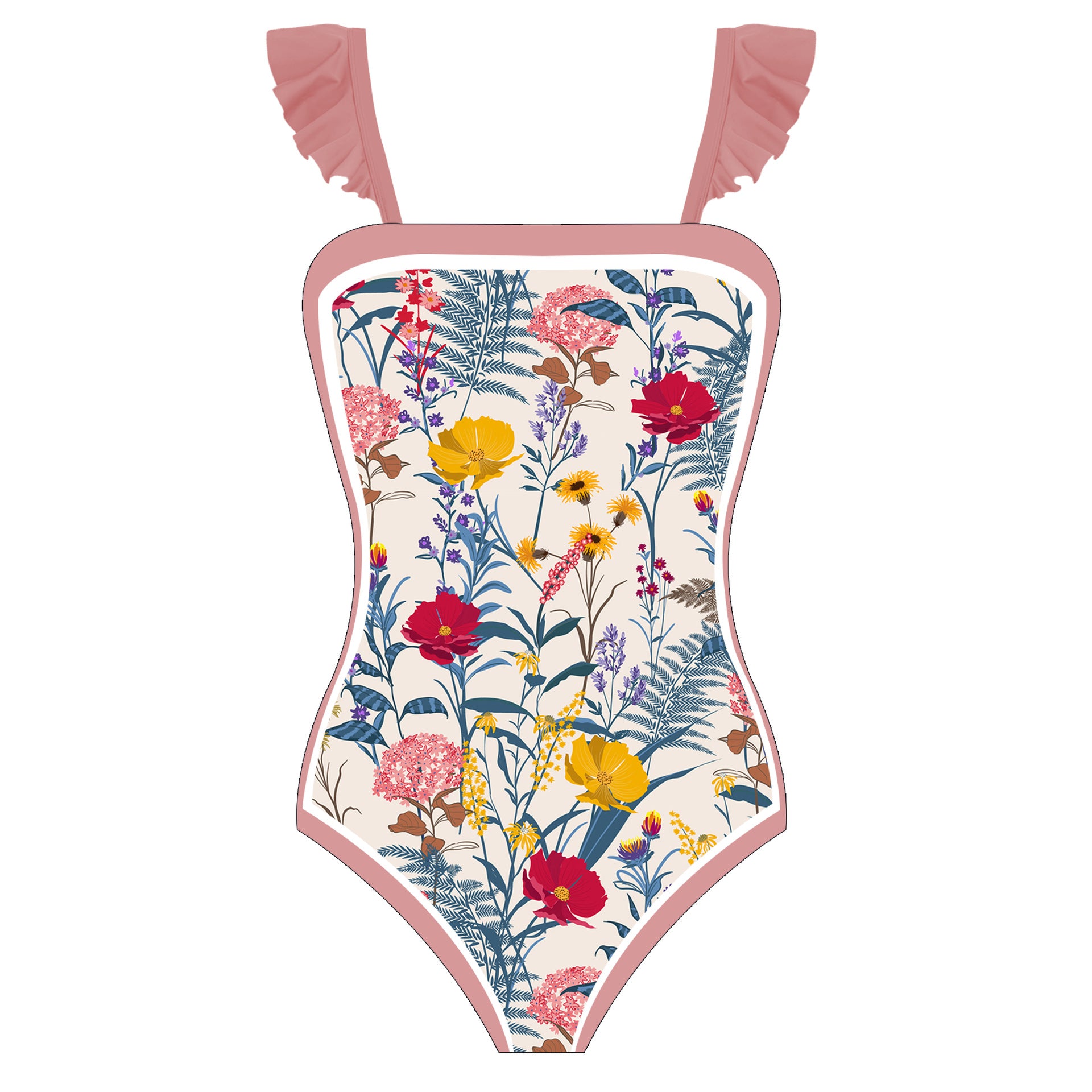 FLORAL PRINT ONE-PIECE SWIMSUIT - Pink