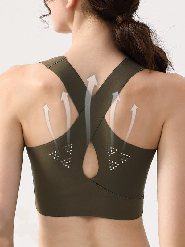 Vest-style Seamless Back Hollow Wireless Sports Bra