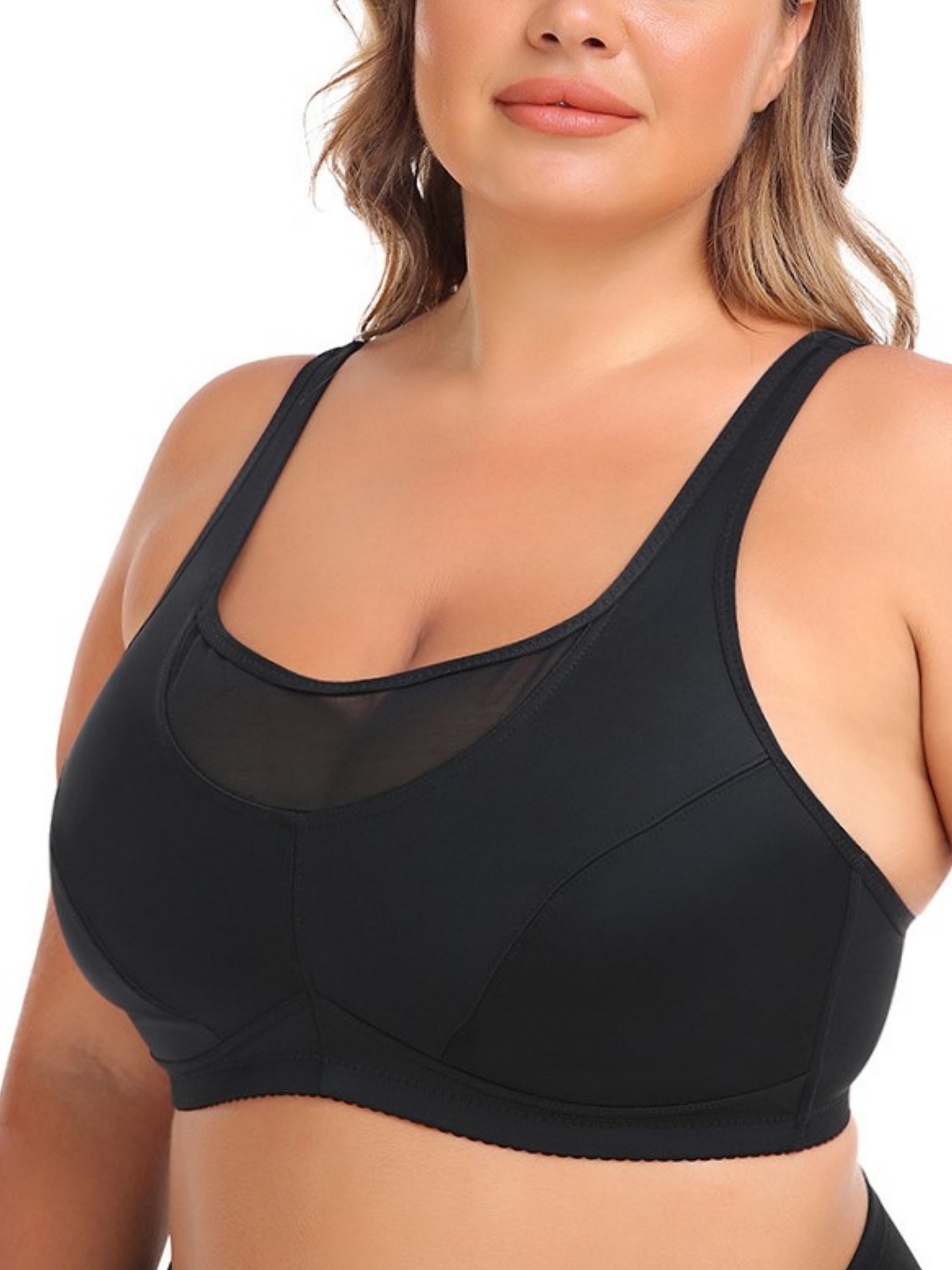 Women's Push Up Bra Full Cup Plus Size Bra Black