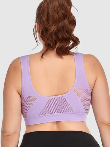 Sport-Yoga-BH aus hohlem Mesh ohne Bügel Violett