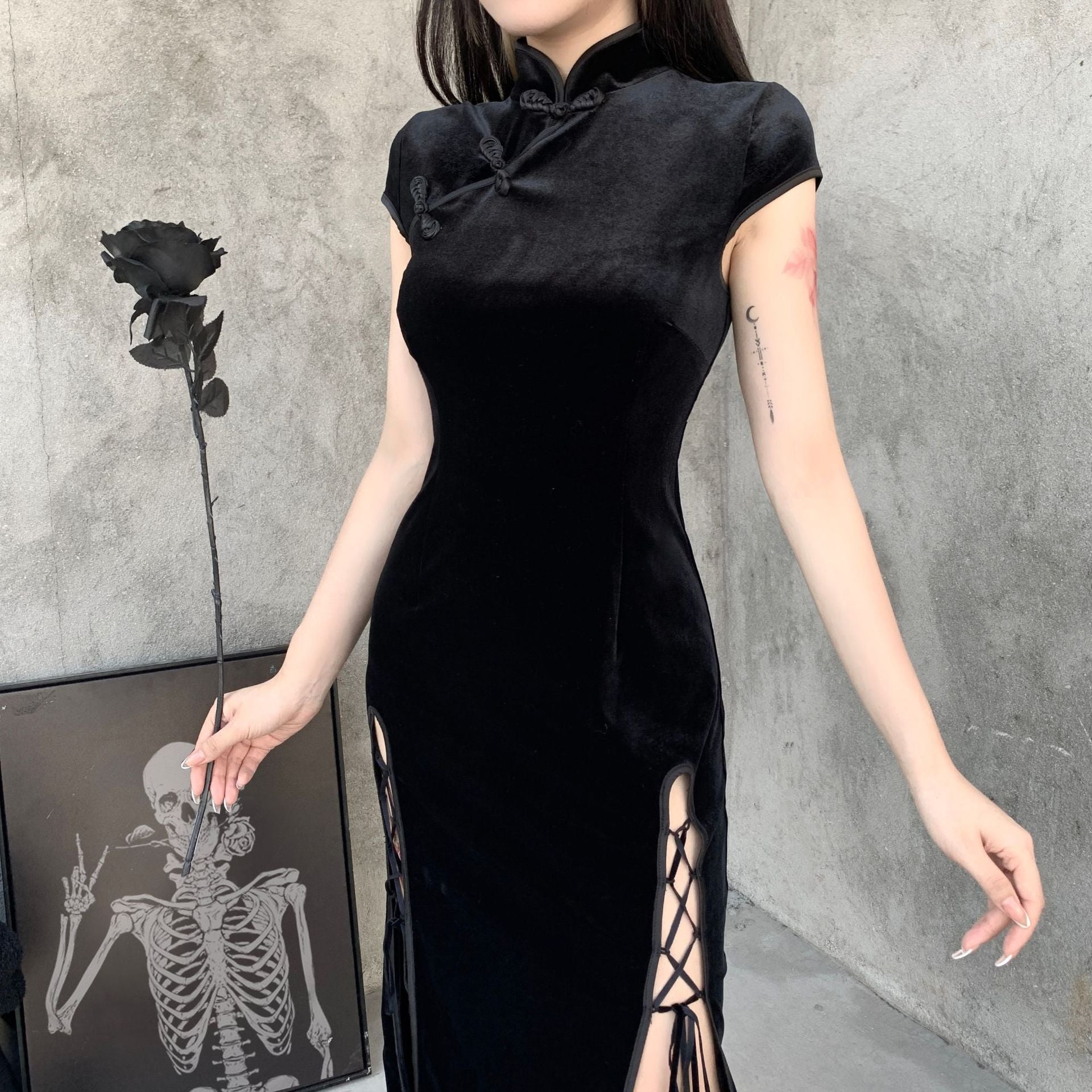 Gothic Retro Cheongsam Kleid