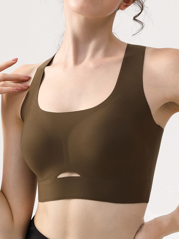 Vest-style Seamless Back Hollow Wireless Sports Bra