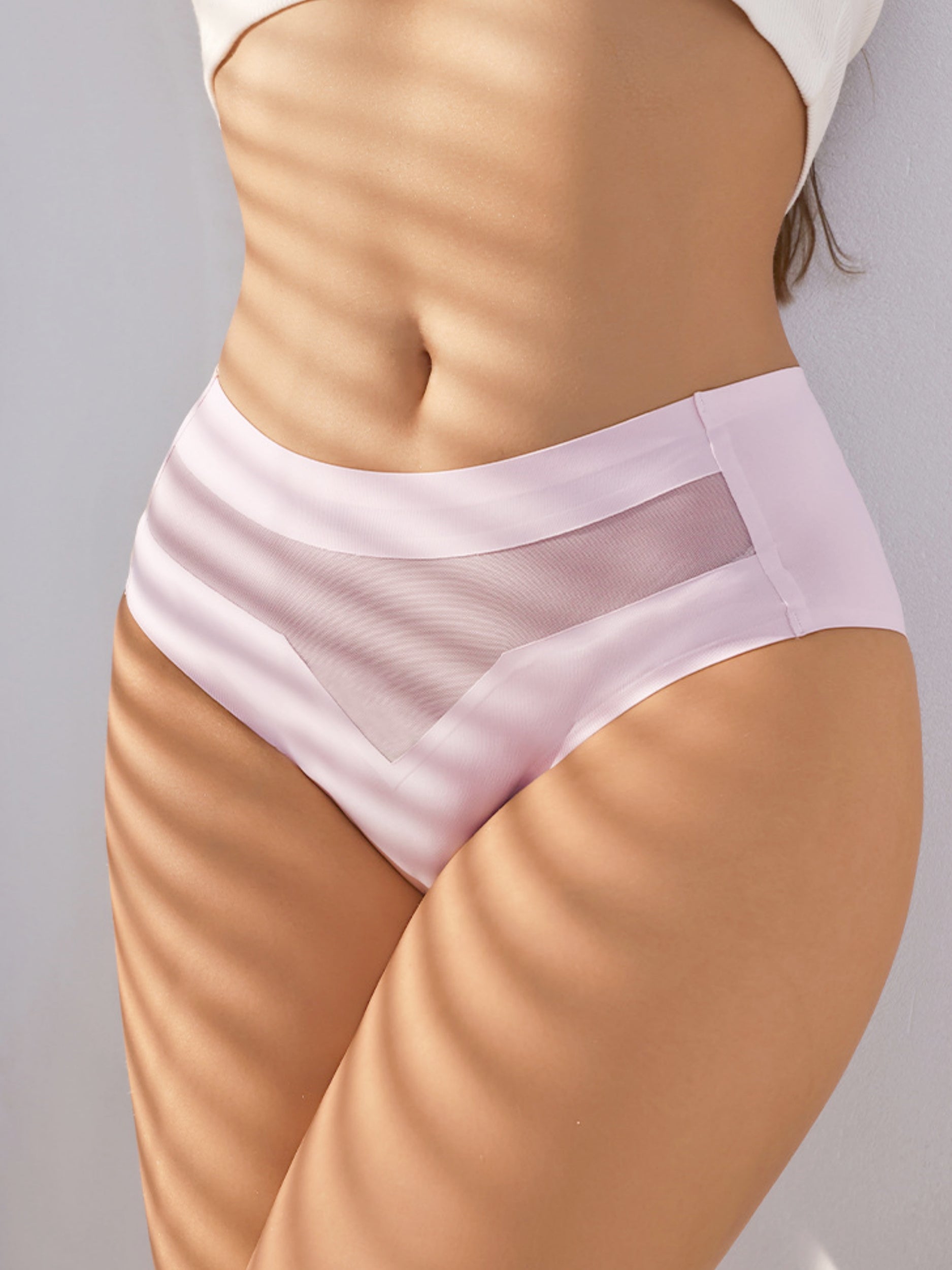 Sexy Naked Breathable Invisible Mesh Panties Pink