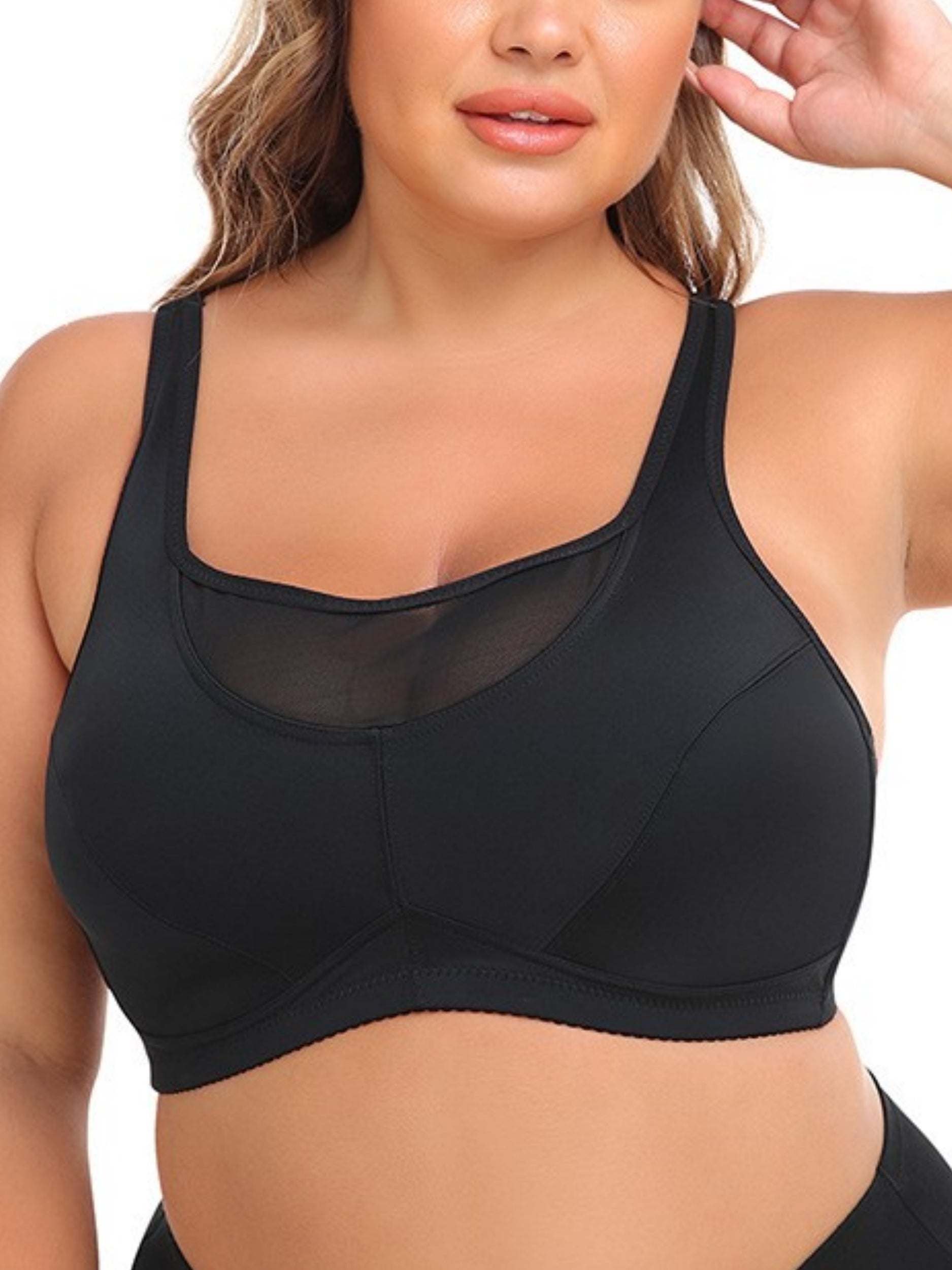 Women's Push Up Bra Full Cup Plus Size Bra Black