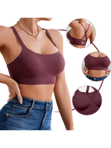 Sexy Letter Shoulder Straps Gather Seamless Breathable Wireless Bra