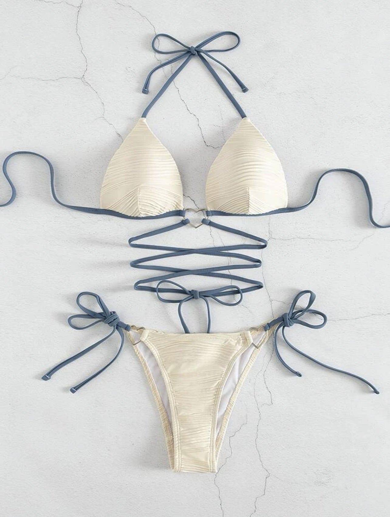 Heart-decorated halterneck bikini