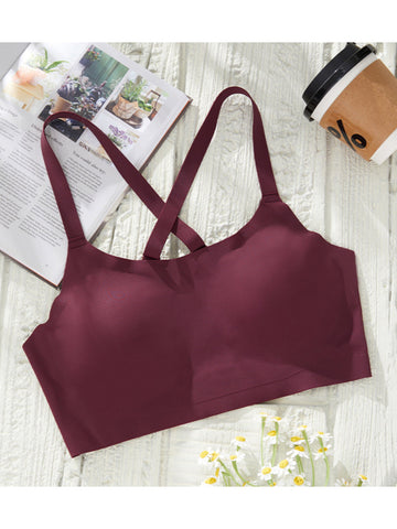 Sexy Letter Shoulder Straps Gather Seamless Breathable Wireless Bra