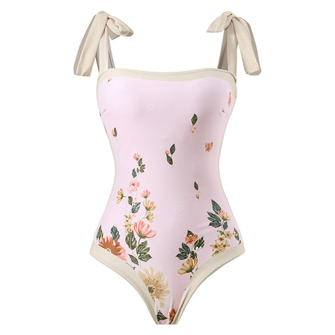 Conjunto de 2 piezas de bikini de playa con falda y estampado floral