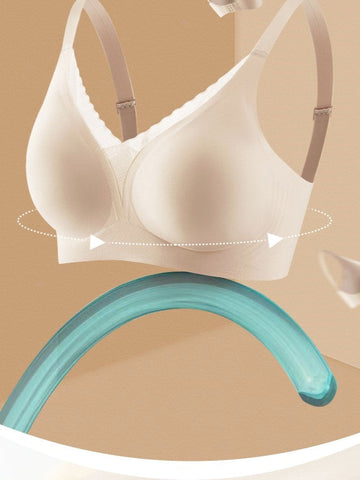 Deep V Mesh Seamless Push-up Without Steel Ring To Prevent Sagging Bra Ivory