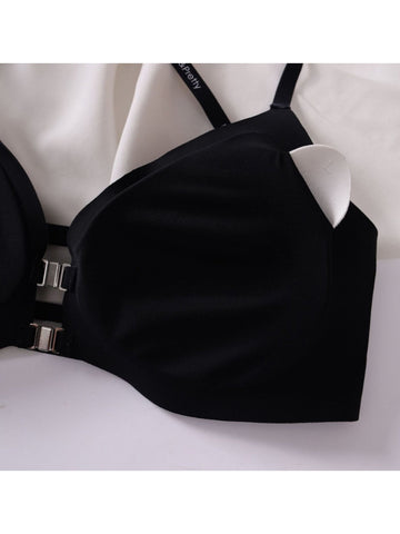 Front Closure Gathered Cross Thin Shoulder Straps Sexy Beautiful Back Wireless Bra