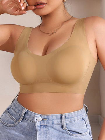 Solid Color Breathable Push-up Breast-control & Anti-sagging Seamless Bra