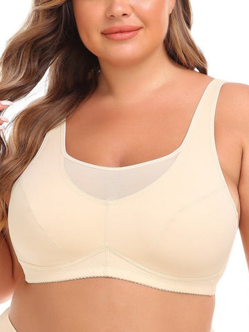 Sujetador push up para mujer, copa completa, talla grande, color marfil