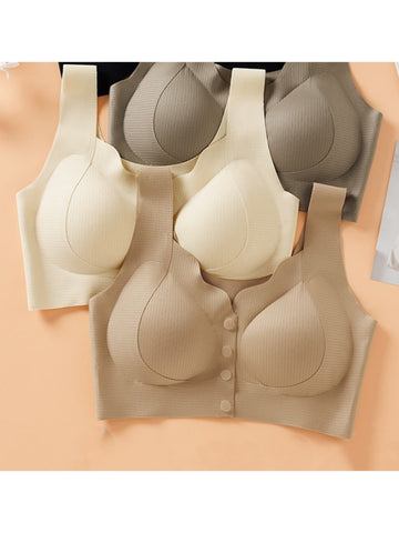 Front Closure Seamless Push Up Back Smoothing & Anti-Sagging Wireless Bra