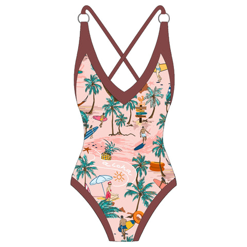 Women's 1 Piece Swimsuit + Vintage Printed Swimsuit