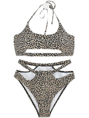 Leopard Patterns Halter Swimwear