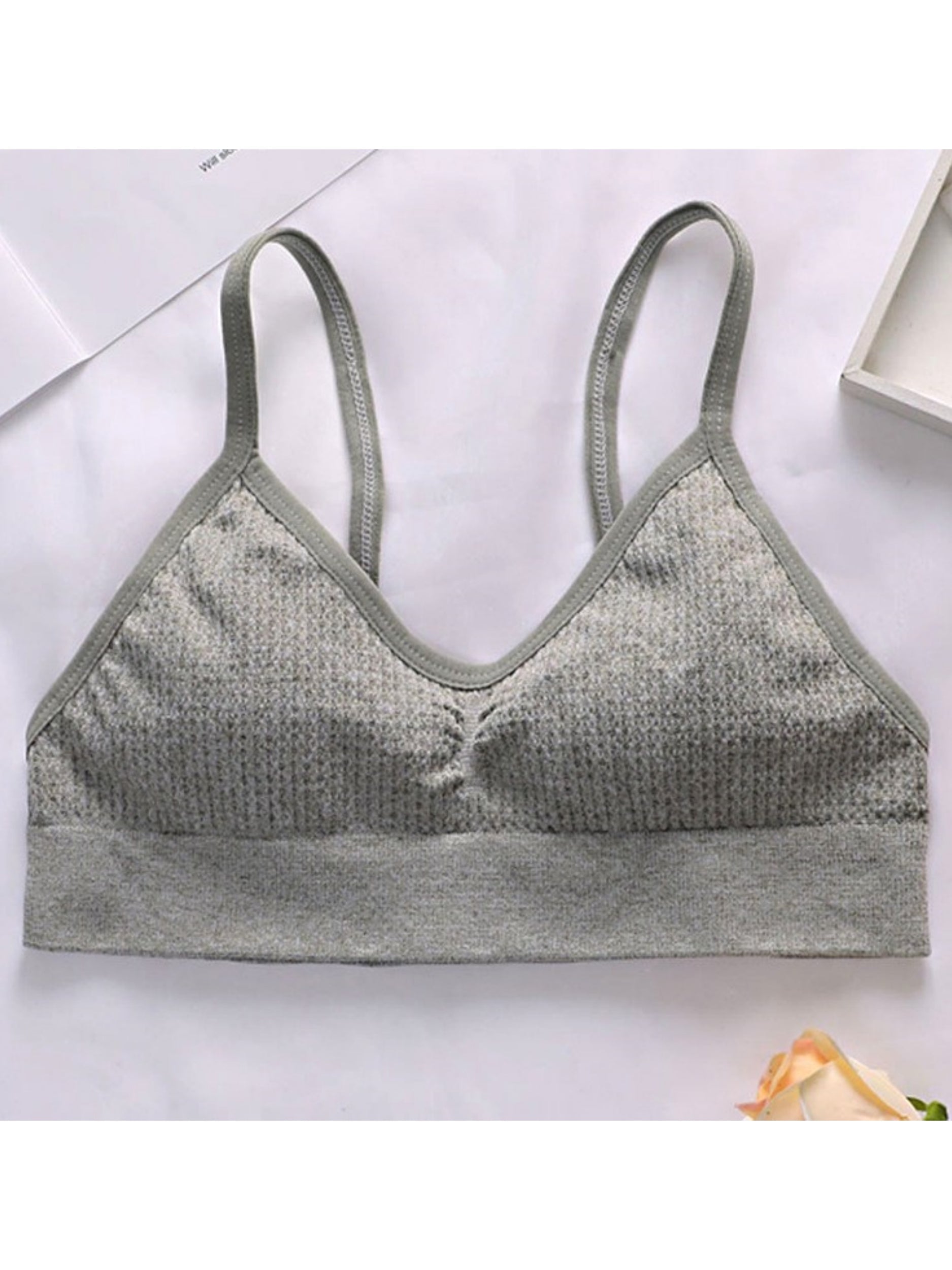 Simple Solid Wireless Bra, Comfy & Breathable Intimates Bra Gray