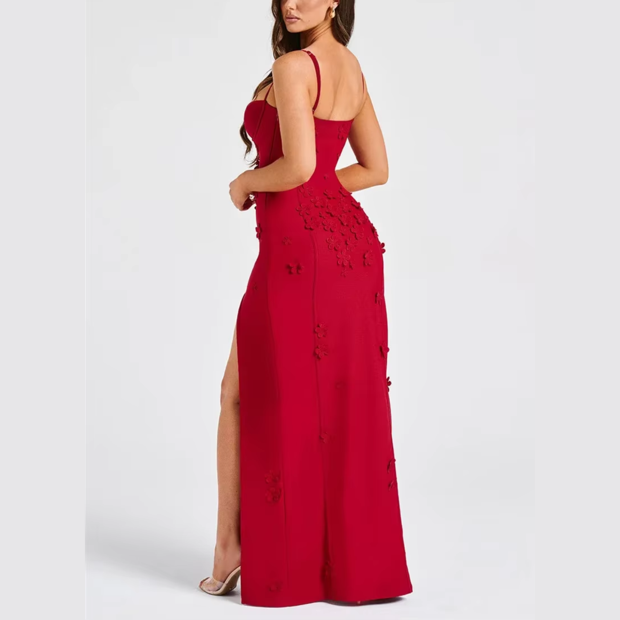 Rhea - Flower Spaghetti Strap Maxi Dress