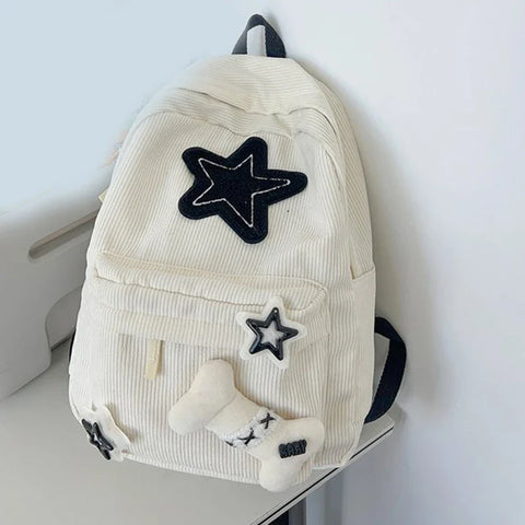 Mochila preppy de pana Y2K