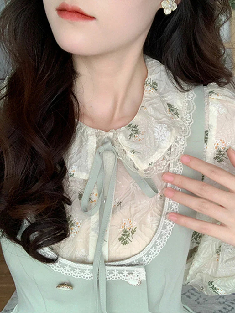 Elegant Vintage Outfit Set - Dress & Blouse