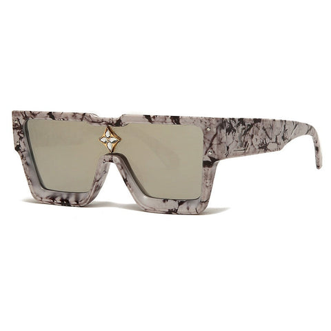 Oversized Crystal Frame Squared Sunglasses