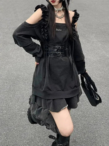 Harajuku Punk Outfit Set - Kleid &amp; Beinwärmer