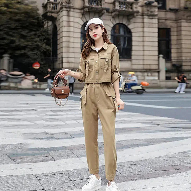 Korean Cargo Outfit Set - Jacket & Pants