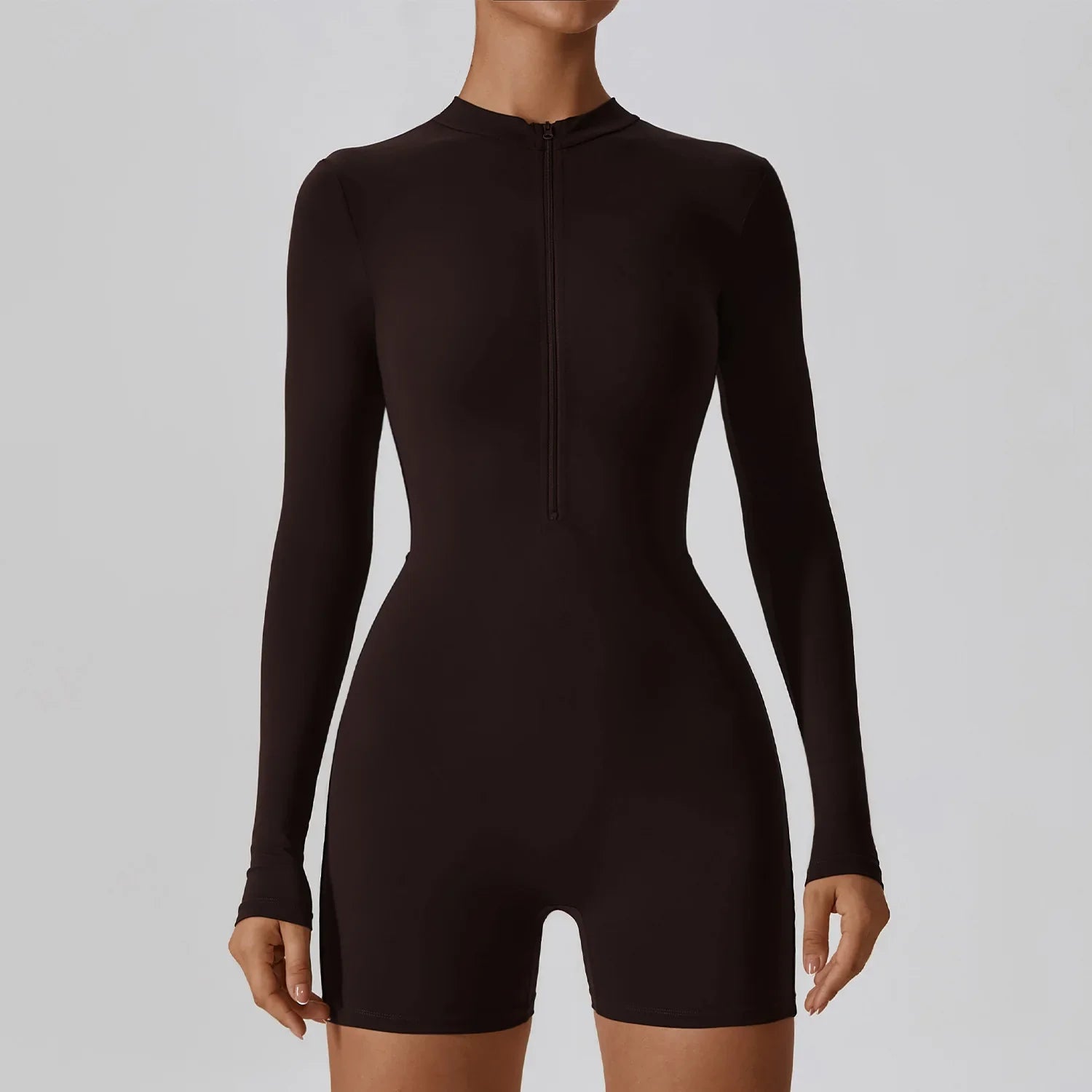 Karina - Long Sleeve Zipper Active Romper