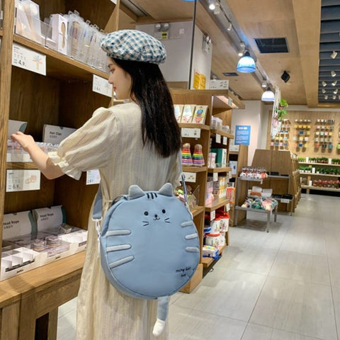 Bolso circular con forma de gato kawaii