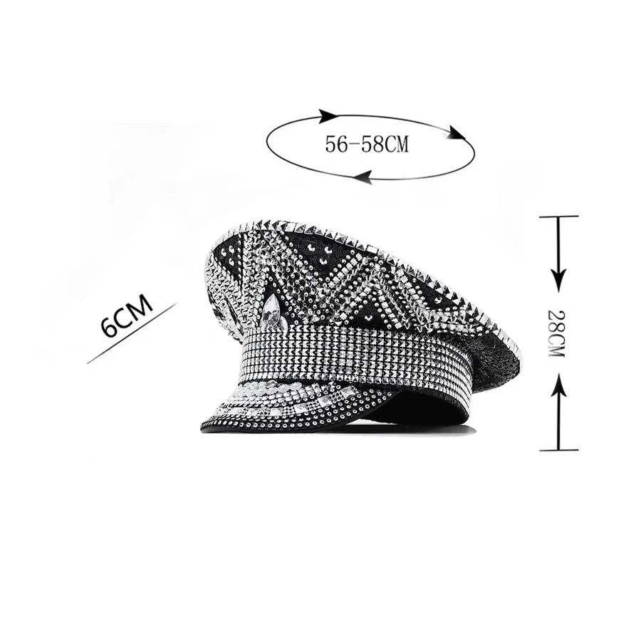 Roma - Luxury Rhinestone Cabbie Hat