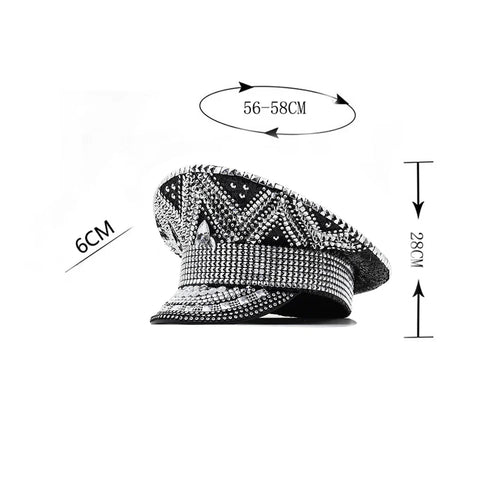 Roma - Luxury Rhinestone Cabbie Hat