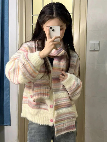 Kawaii Striped Cardigan