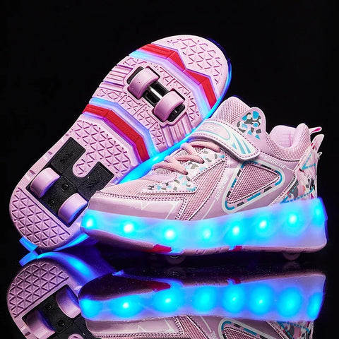 Lindas zapatillas con ruedas LED de Harajuku