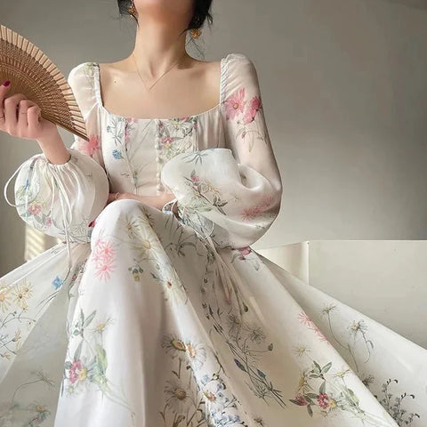 French Vintage Floral Dress