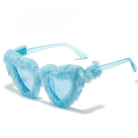 Gafas de sol retro de peluche con forma de corazón