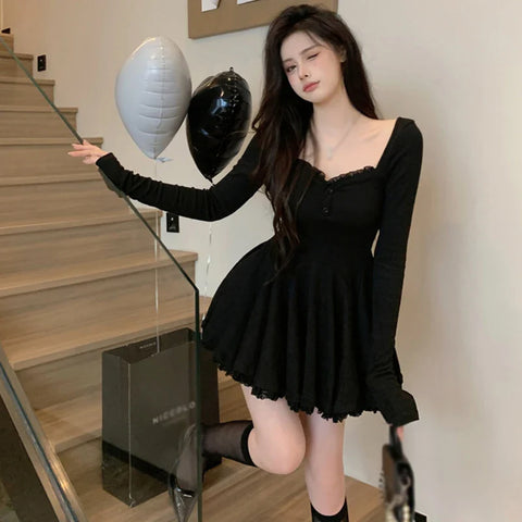 Lindo vestido coreano de manga larga