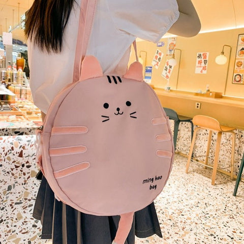 Bolso circular con forma de gato kawaii