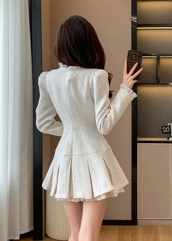 Cute Korean Pleated Mini Dress