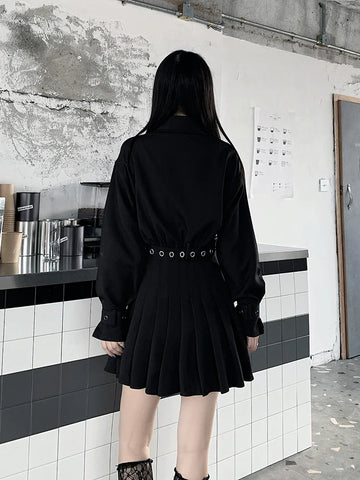 Koreanisches Gothic-Plissee-Hemdkleid 