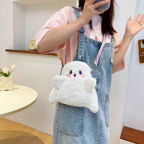 Bonita mochila mullida con forma de fantasma 