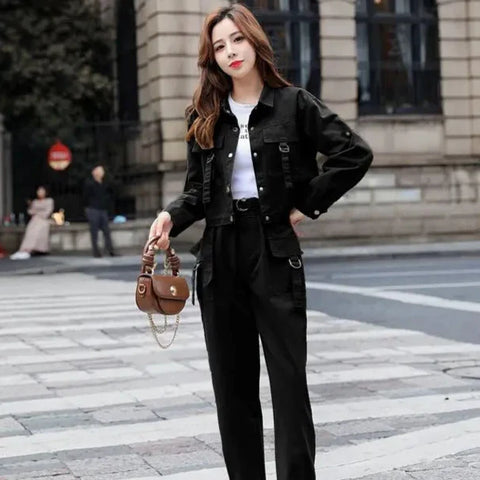 Korean Cargo Outfit Set - Jacket & Pants