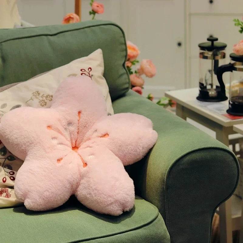 Almohada de peluche con forma de flor de cerezo kawaii